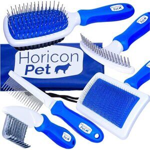 6 In 1 Premium Dog Brush Set - Dog Grooming Brushes - Ball Pin & Bristle Brush